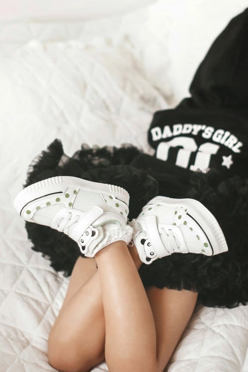 Dziecięce Sportowe Buty Z Pandą Biało-Zielone Chico