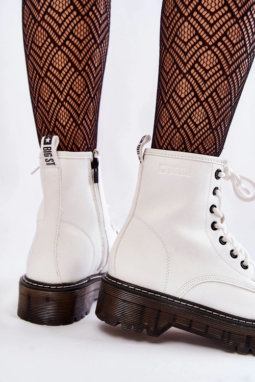 Damskie Botki Na Suwak Big Star KK274536 Białe