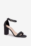 Błyszczące Sandały Damskie Na Słupku Czarne Kavina