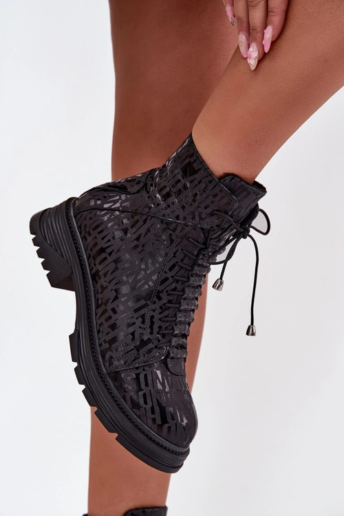 Skórzane Botki Workery Damskie Ocieplane Na Zamek Artiker 57C2257 Czarne