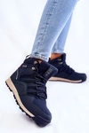 Damskie Wysokie Buty Trekkingowe Big Star KK274611 Granatowe