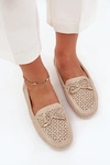 Mokasyny Damskie Z Ażurowym Wzorem I Wiązaniem Beżowe Mirisa 