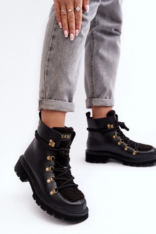 Skórzane Botki Trapery Damskie GOE MM2N4082 Czarne