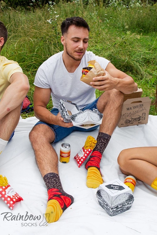 Skarpetki Rainbow Socks Meal Socks Box Burger Frytki Piwo 5 Par
