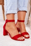 Sandały Damskie Na Słupku Zamszowe Czerwone Lexi