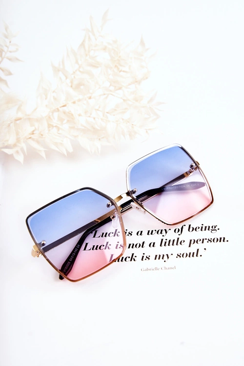 Duże Okulary Przeciwsłoneczne Kwadratowe V180005 Niebiesko-Różowe