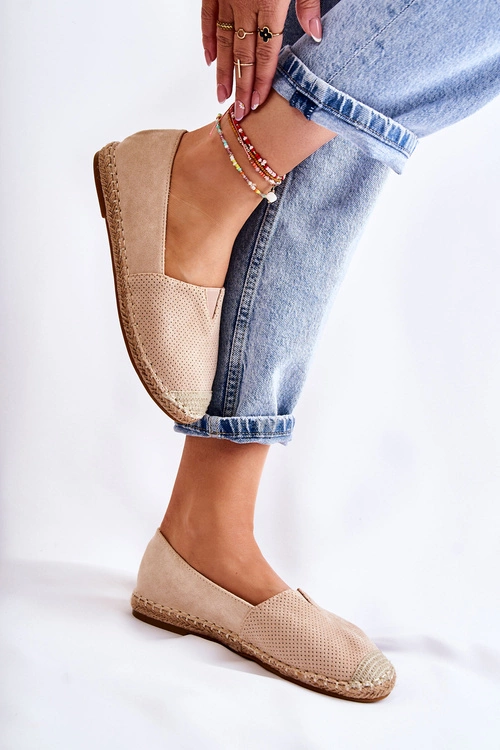 Wsuwane Damskie Zamszowe Espadryle Beżowe Corry