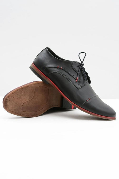 Eleganckie Męskie Czarne Skórzane Półbuty Isacco