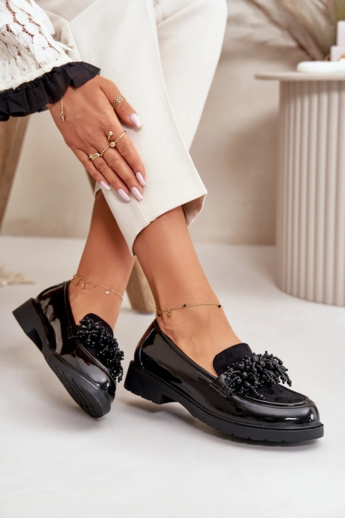 Damskie Mokasyny Lakierowane S.Barski HY42-369 Czarne