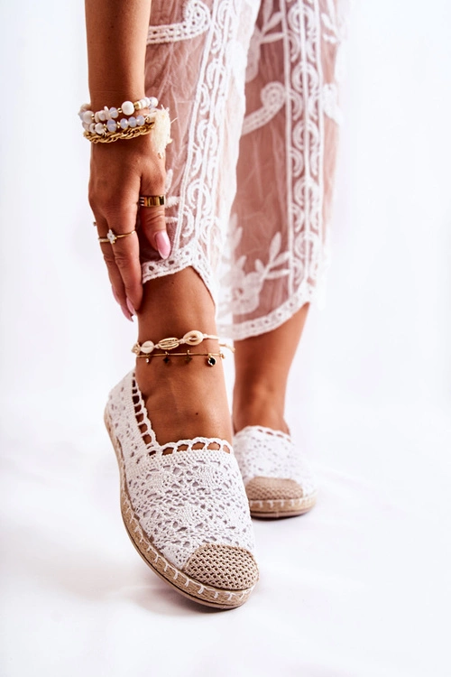 Damskie Ażurowe Espadryle Wsuwane Białe Letisa