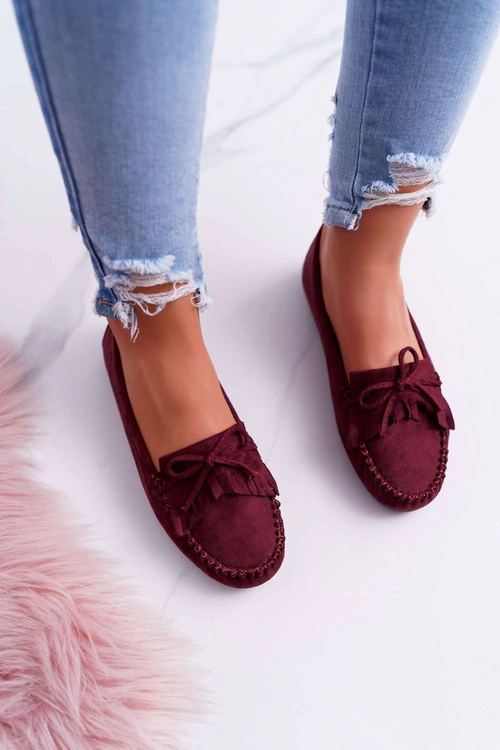 Mokasyny Damskie Zamszowe Bordowe Espanto