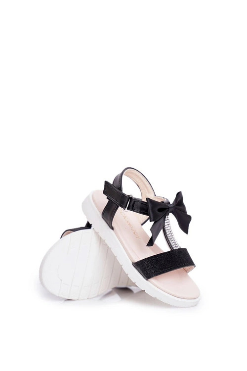 Dziecięce Sandałki Na Rzepy Dla Dziewczynki Czarne Bella