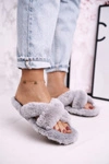 Damskie Klapki Papcie Futrzane Szare Cozy Time