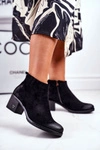 Botki Damskie Na Słupku Zamszowe Czarne Volares