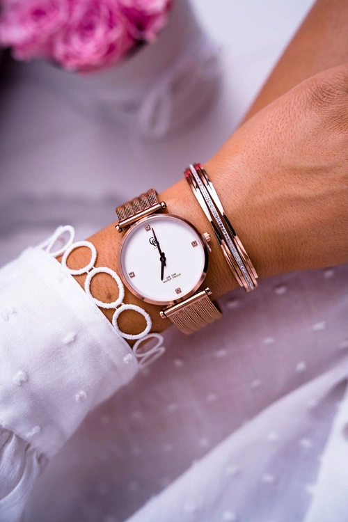 Damski Zegarek GG Luxe Szeroka Bransoleta Różowe Złoto Vivena