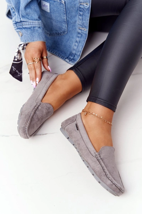 Damskie Zamszowe Mokasyny Szare San Marino