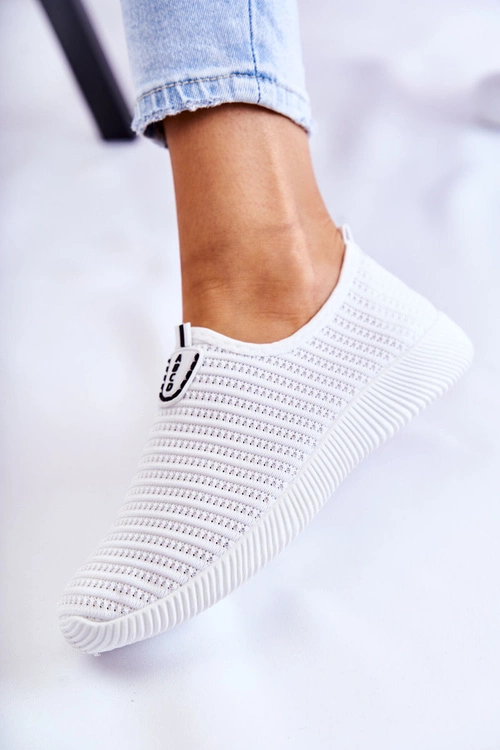 Damskie Buty Sportowe Slip-On Białe Charlien
