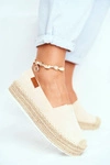 Espadryle Damskie Na Platformie Lniane Beżowe La Playa