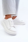 Skórzane Sneakersy Damskie Na Platformie Białe Danida