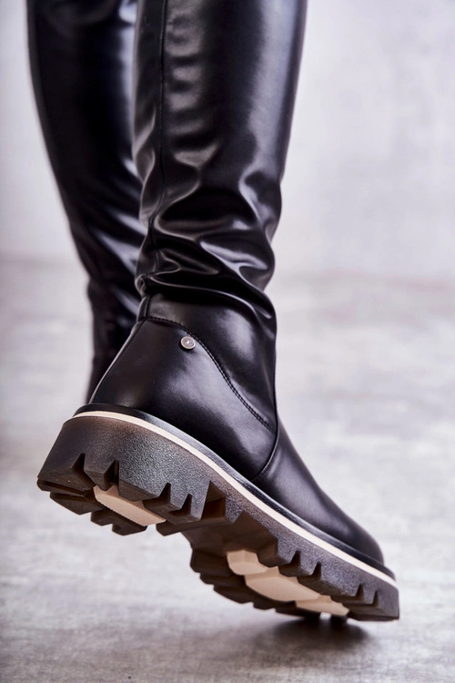 Skórzane Kozaki Za Kolano GOE KK2N4024 Czarne