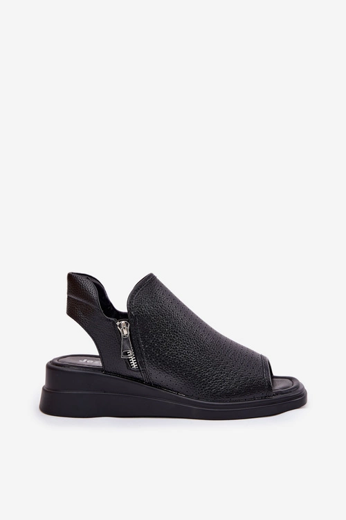 Sandały Damskie Na Koturnie Czarne Mevinette