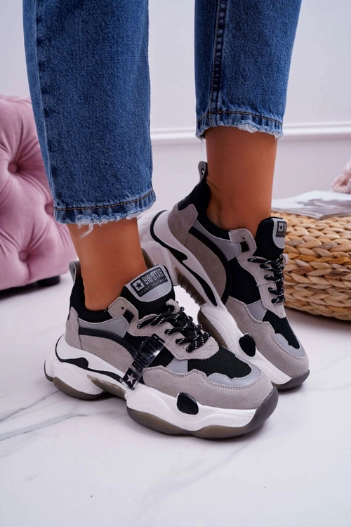 Damskie Sportowe Obuwie Big Star by Daniel Lopez Szare FF274427