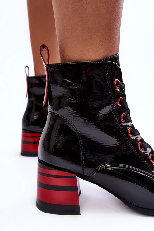 Lakierowane Botki Na Obcasie S.Barski MR870-49 Czarne