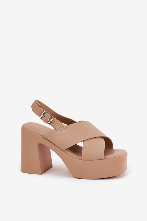 Sandały Damskie Na Słupku I Platformie Z Eko Skóry Khaki Annavin