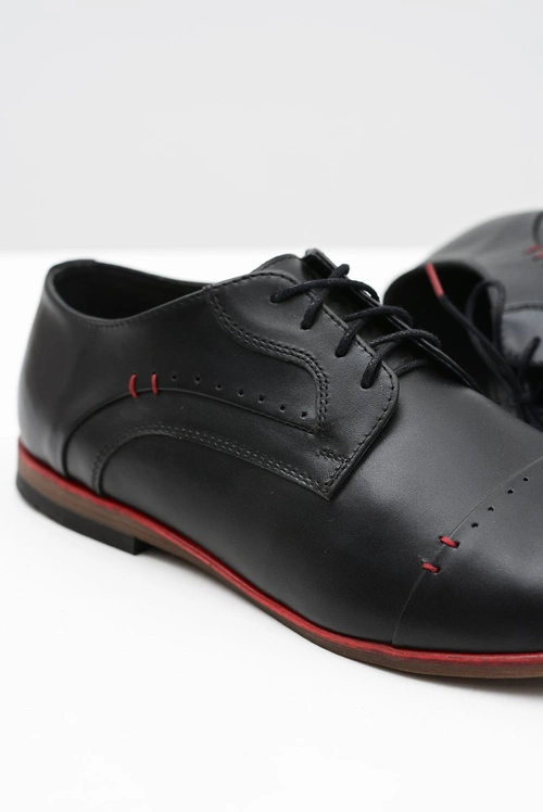 Eleganckie Męskie Czarne Skórzane Półbuty Isacco