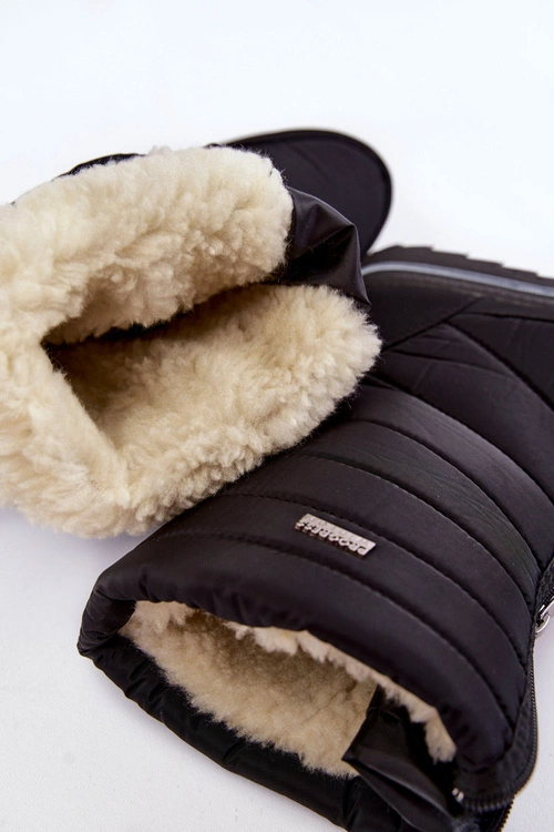 Damskie Lekkie Ocieplane Śniegowce Progress PROGJ-22-129 Czarne