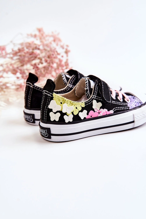 Dziecięce Trampki Materiałowe Print Czarne Buster