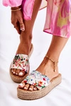 Klapki Na Platformie W Kwiaty Białe Malia