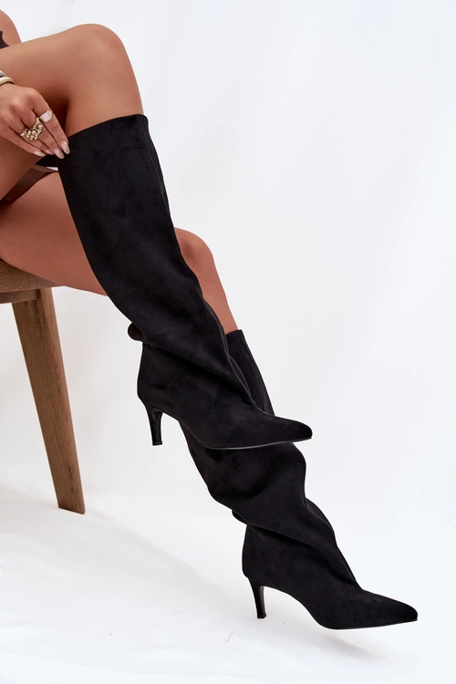 Wsuwane Kozaki Damskie Na Szpilce Czarne Taffine