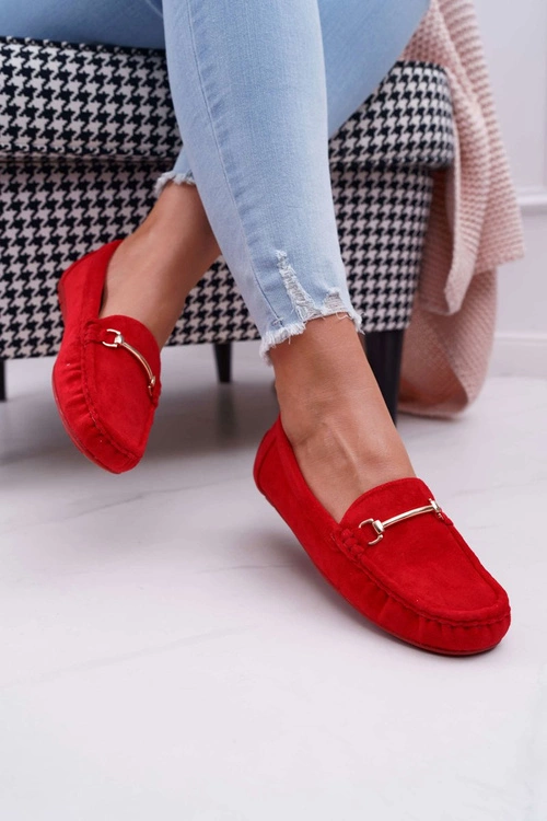 Mokasyny Damskie Czerwone Zamszowe Sonnero