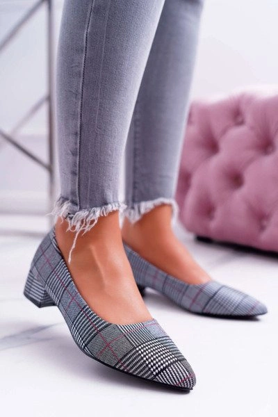 Czółenka Damskie Czarne w Kratkę Colia