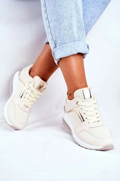 Damskie Sneakersy Sportowe Beżowe Sparks