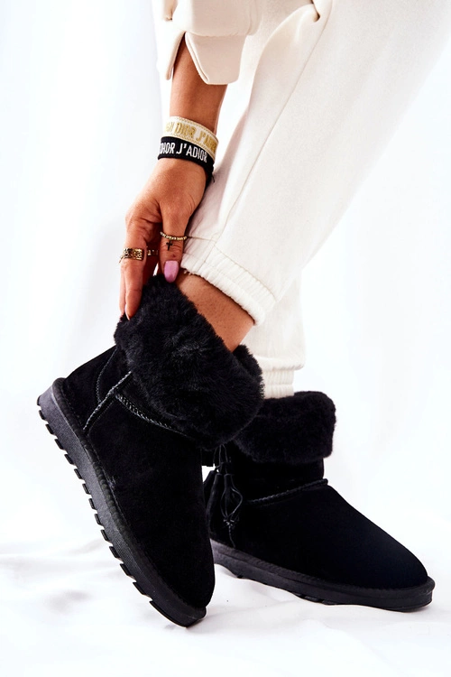 Śniegowce Ocieplane Frędzle Czarne Sorella