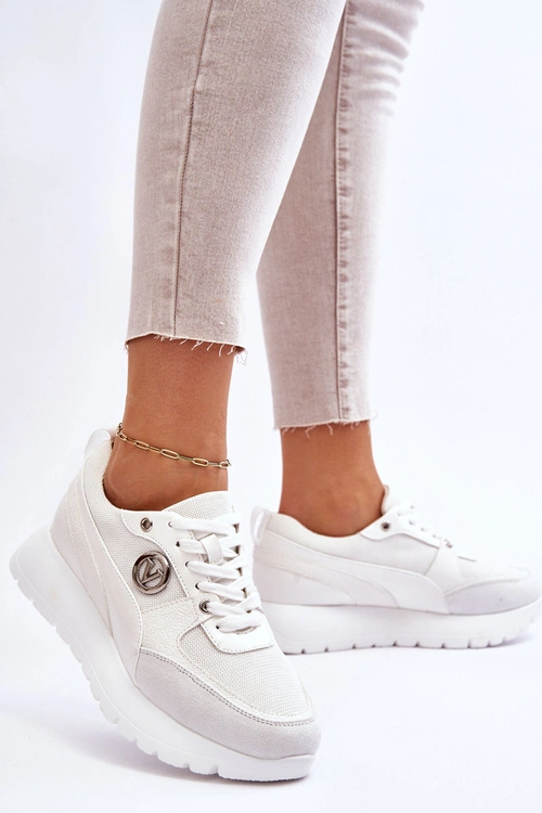 Damskie Sneakersy Na Platformie Białe Chana