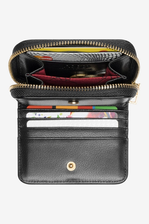 Damski Portfel Ze Skóry Naturalnej Mały Nobo NPUR-LR0021-C020 Czarny