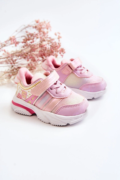 Dziecięce Lekkie Buty Sportowe Na Rzep Różowe Akella