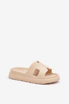 Piankowe Klapki Z Wycięciami Beżowe Neladith