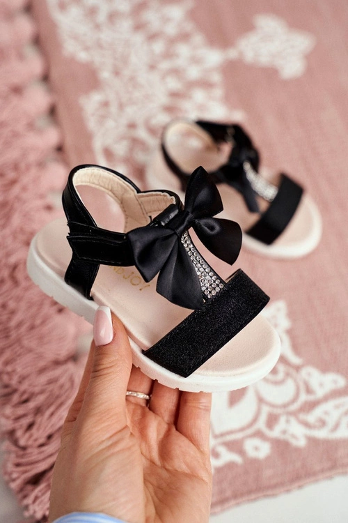 Dziecięce Sandałki Na Rzepy Dla Dziewczynki Czarne Bella