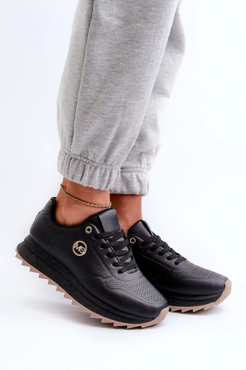 Sneakersy Damskie Na Platformie Czarne Rottiana