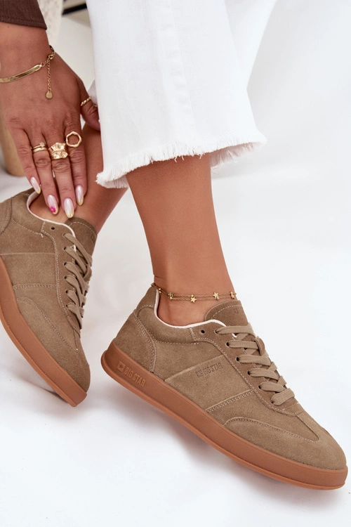 Zamszowe Sneakersy Damskie Big Star SS274675 HI-POLY SYSTEM Beżowe