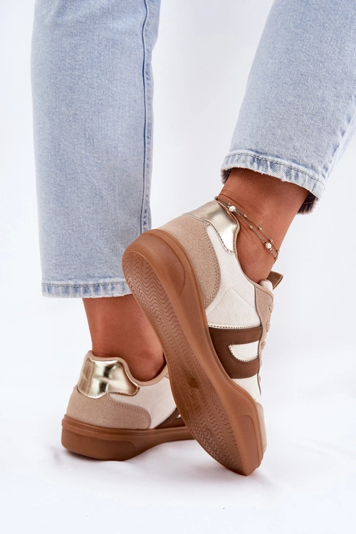 Sneakersy Damskie Z Eko Zamszu Beżowe Satylies