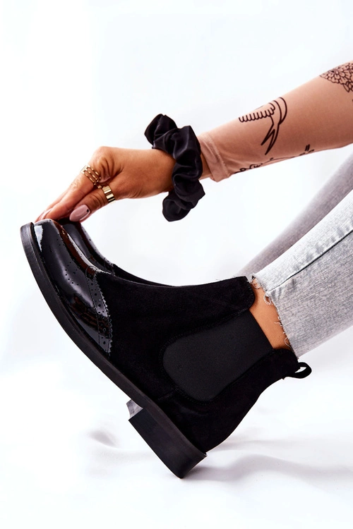 Skórzane Wsuwane Botki Laura Messi Czarne 2096