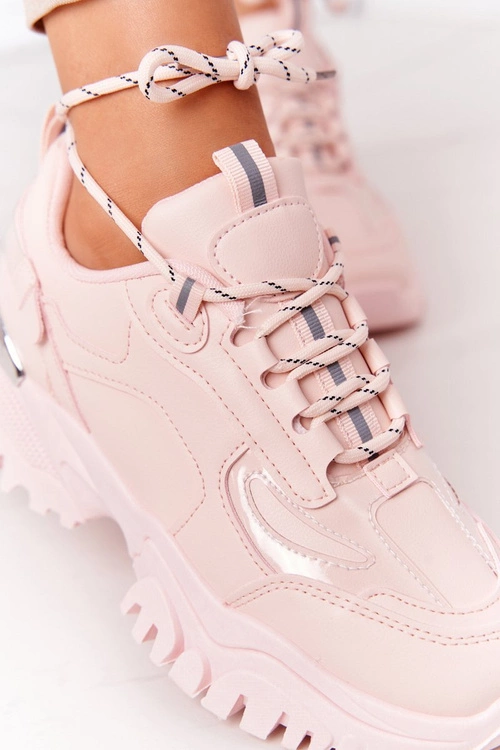 Damskie Sneakersy Na Masywnej Podeszwie Różowe Influencer