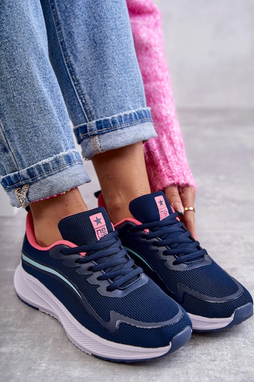 Damskie Modne Buty Sportowe Sneakersy Granatowe Ida