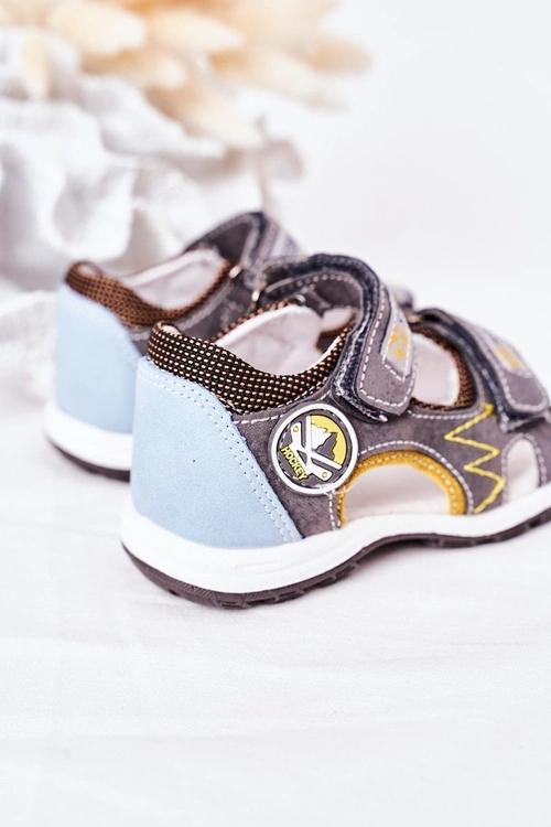 Dziecięce Sandałki Na Rzepy Szare Soccer