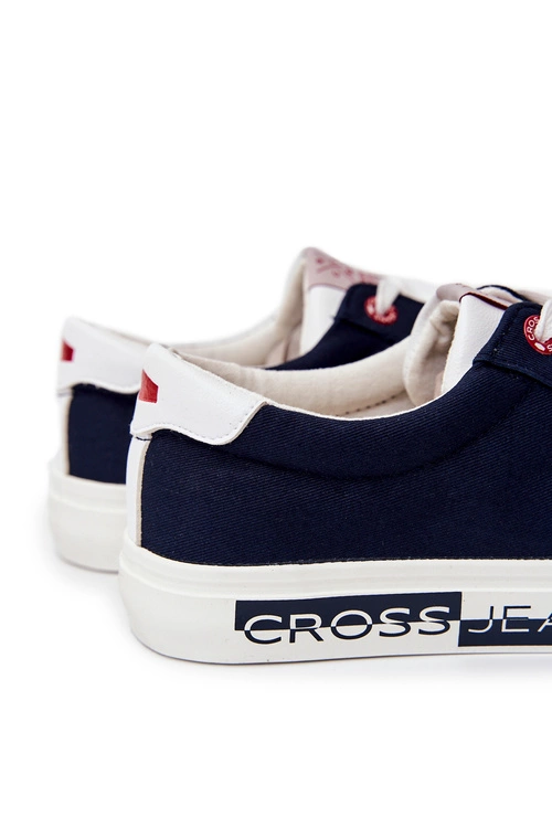 Modne Klasyczne Trampki Cross Jeans JJ1R4028C Granatowe